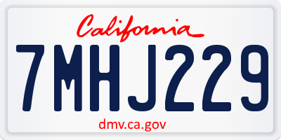 CA license plate 7MHJ229