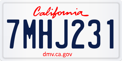 CA license plate 7MHJ231