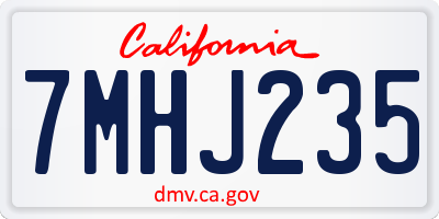 CA license plate 7MHJ235