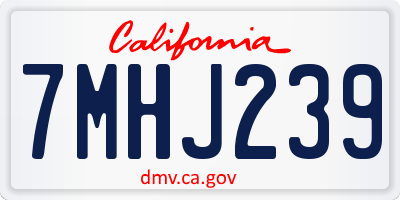 CA license plate 7MHJ239