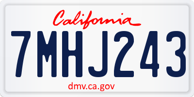 CA license plate 7MHJ243