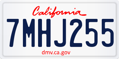 CA license plate 7MHJ255