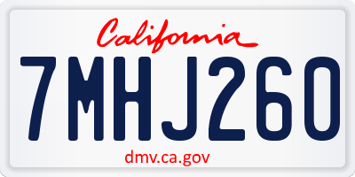 CA license plate 7MHJ260