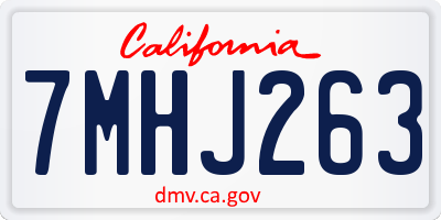 CA license plate 7MHJ263