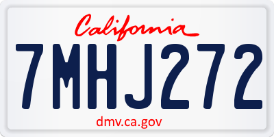 CA license plate 7MHJ272