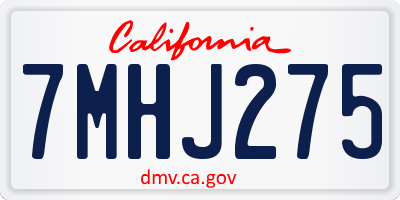 CA license plate 7MHJ275