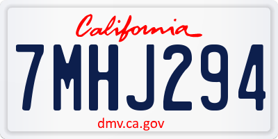 CA license plate 7MHJ294