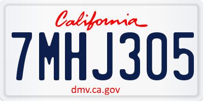 CA license plate 7MHJ305