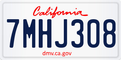 CA license plate 7MHJ308
