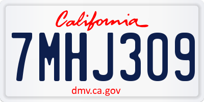 CA license plate 7MHJ309