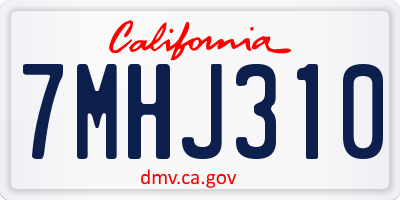 CA license plate 7MHJ310