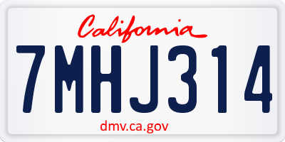 CA license plate 7MHJ314