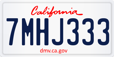 CA license plate 7MHJ333