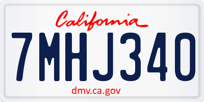 CA license plate 7MHJ340