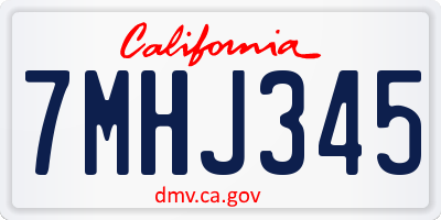 CA license plate 7MHJ345