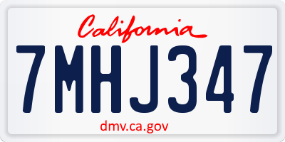 CA license plate 7MHJ347