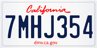 CA license plate 7MHJ354