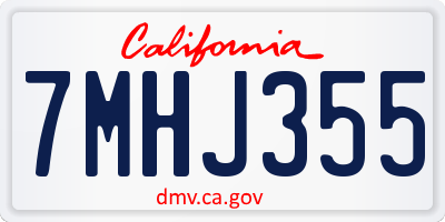 CA license plate 7MHJ355
