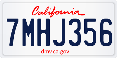 CA license plate 7MHJ356