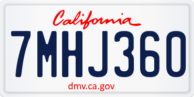 CA license plate 7MHJ360