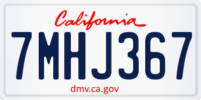 CA license plate 7MHJ367