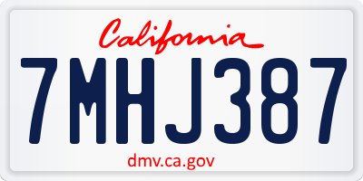 CA license plate 7MHJ387