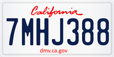 CA license plate 7MHJ388