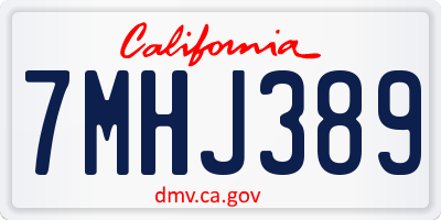 CA license plate 7MHJ389