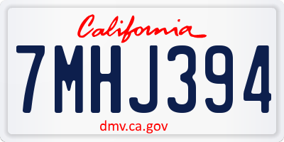CA license plate 7MHJ394