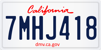 CA license plate 7MHJ418