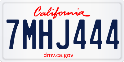 CA license plate 7MHJ444