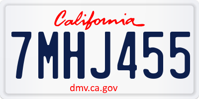 CA license plate 7MHJ455