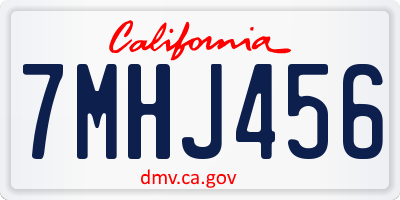 CA license plate 7MHJ456