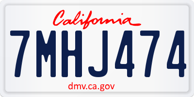 CA license plate 7MHJ474