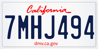 CA license plate 7MHJ494