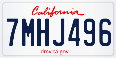 CA license plate 7MHJ496
