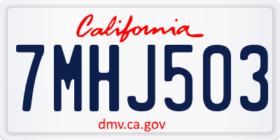 CA license plate 7MHJ503