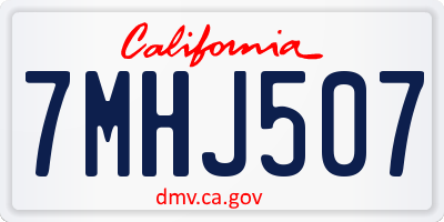 CA license plate 7MHJ507