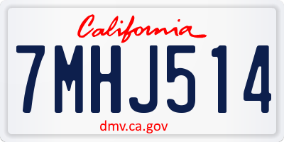 CA license plate 7MHJ514