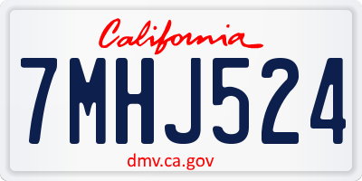 CA license plate 7MHJ524