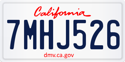 CA license plate 7MHJ526