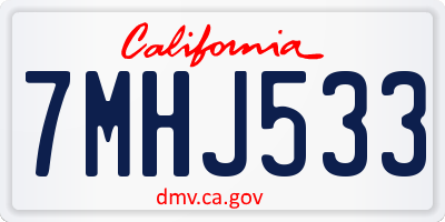 CA license plate 7MHJ533