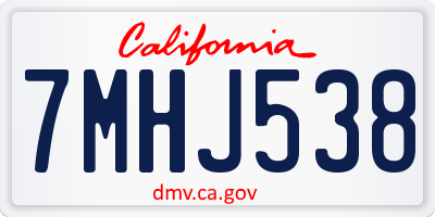 CA license plate 7MHJ538