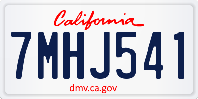 CA license plate 7MHJ541