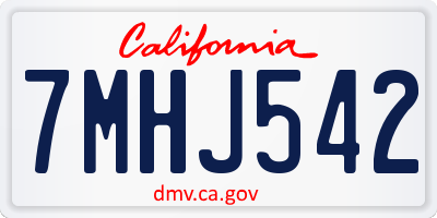CA license plate 7MHJ542