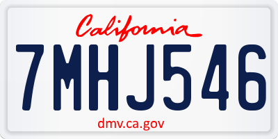 CA license plate 7MHJ546