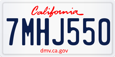 CA license plate 7MHJ550