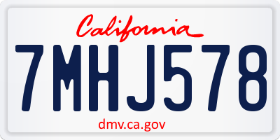 CA license plate 7MHJ578