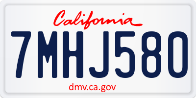 CA license plate 7MHJ580