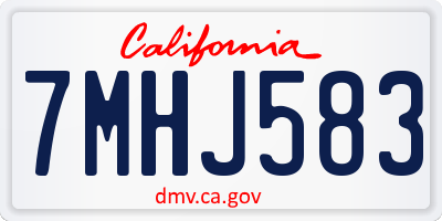 CA license plate 7MHJ583
